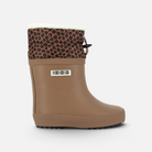 Botte de pluie Shoo Pom marron en caoutchouc avec haut en nylon imprimé léopard et doublure chaude pour enfant