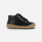 Chaussure barefoot Shoo Pom Plum Lace en cuir bleu marine avec semelle souple en caoutchouc pour enfant