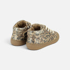 Chaussures barefoot Shoo Pom en cuir doré à motif léopard avec lacets et semelle souple pour enfant