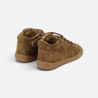 Chaussures premiers-pas Shoo Pom Tom Zip en velours huilé cappuccino avec lacets et fermeture éclair latérale