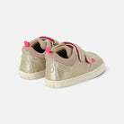Basket barefoot Shoo Pom Tooties Easy en cuir laminé platine et marron avec fermeture scratch et semelle souple