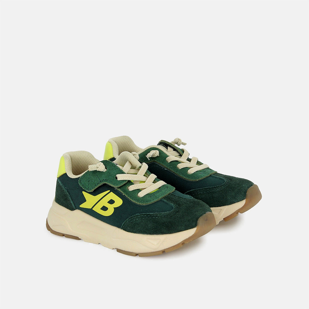 YARD BASKET - VELVET-NYLON - DK GREEN-FLUO YELLOW - SNEAKERS